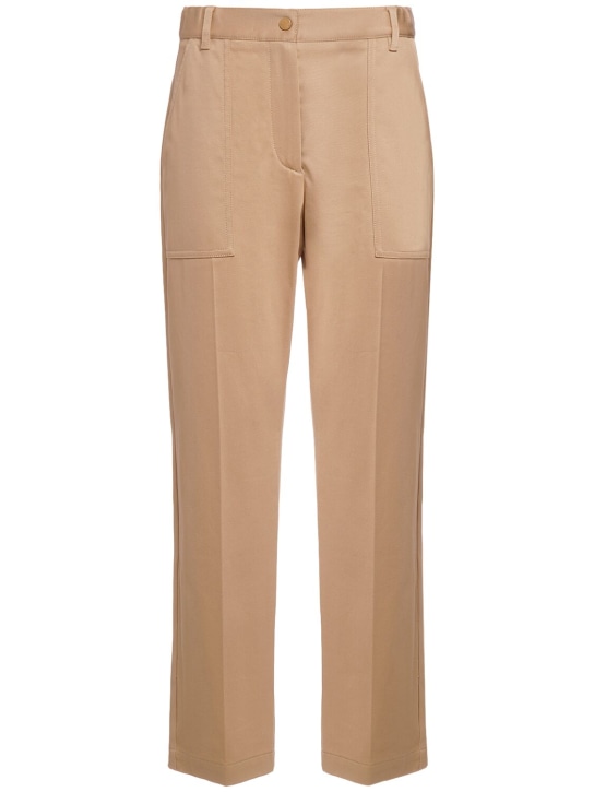 Moncler: Cotton gabardine pants - Beige - women_0 | Luisa Via Roma
