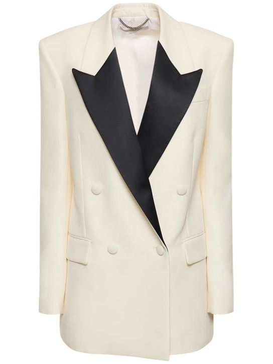 Stella McCartney: Double breasted tuxedo jacket - White/Black - women_0 | Luisa Via Roma