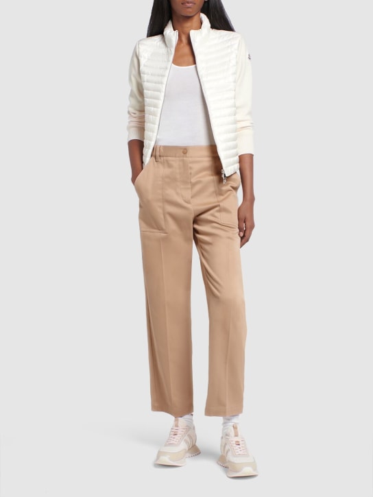 Moncler: Cotton gabardine pants - Beige - women_1 | Luisa Via Roma