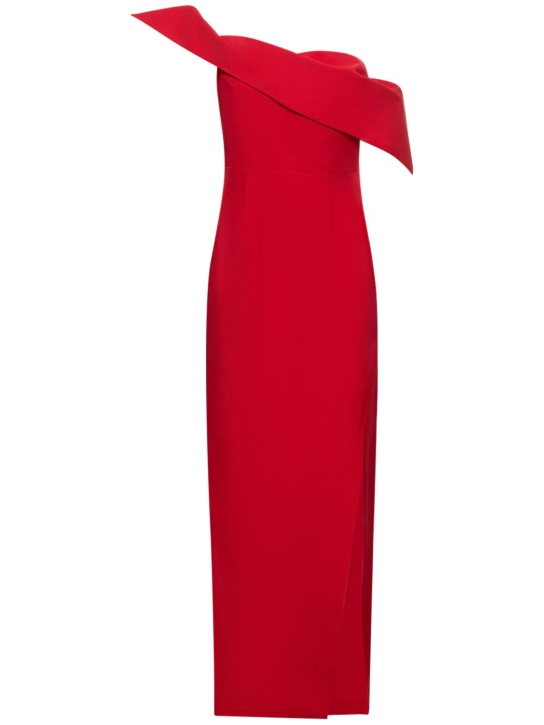 Roland Mouret: Robe longue asymétrique en laine et soie - Rouge - women_0 | Luisa Via Roma