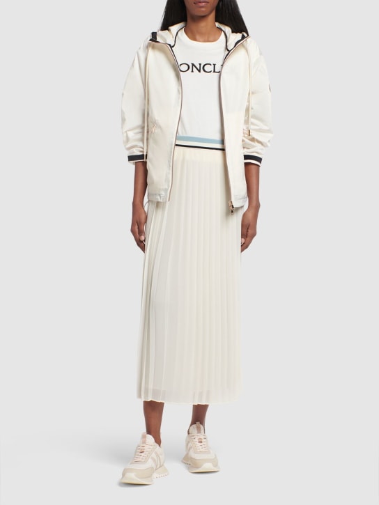 Moncler: Tech pleated maxi skirt - White - women_1 | Luisa Via Roma