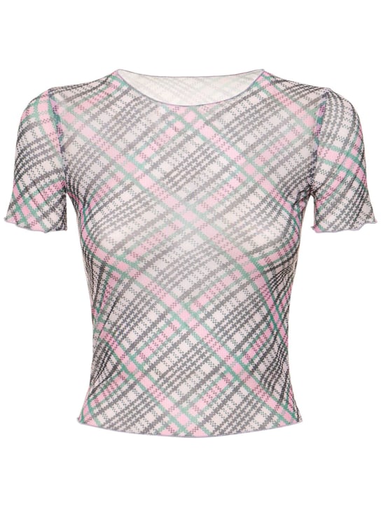 Philosophy Di Lorenzo Serafini: Printed tulle short sleeve top - Pink/Multi - women_0 | Luisa Via Roma