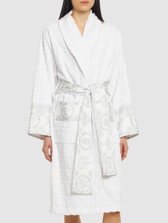 Versace: Cotton bathrobe - White - ecraft_2 | Luisa Via Roma
