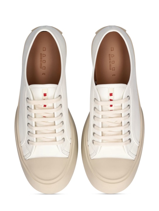 Marni: Pablo leather low top sneakers - White - men_5 | Luisa Via Roma