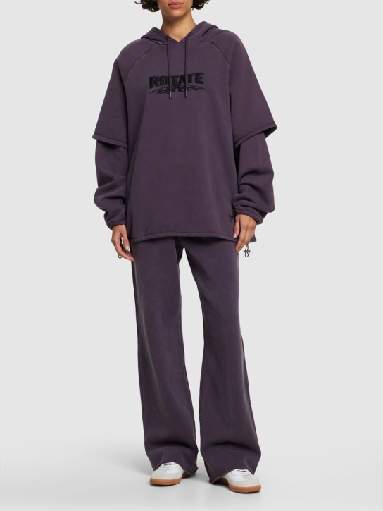 Rotate: Sweat-shirt en coton à capuche Enzyme - Violet - women_1 | Luisa Via Roma