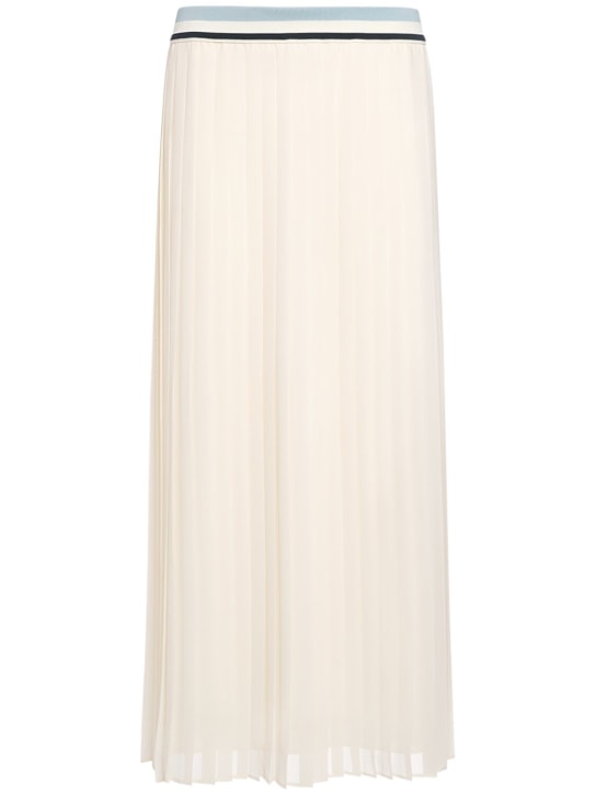 Moncler: 科技织物百褶超长半身裙 - 白色 - women_0 | Luisa Via Roma