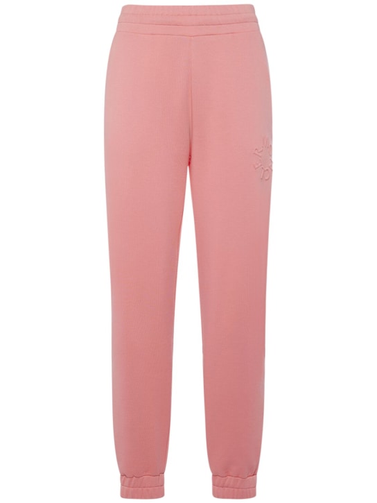 Moncler: Pantalones de algodón con logo - Coral - women_0 | Luisa Via Roma