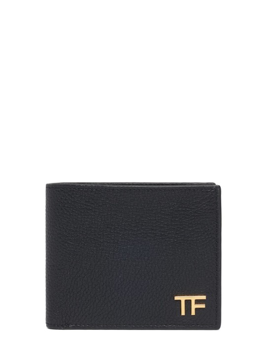 Tom Ford: Kompakte Geldbörse aus Narbleder mit Logo - Schwarz - men_0 | Luisa Via Roma