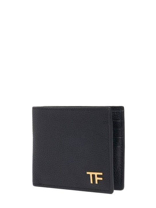 Tom Ford: Soft grain leather wallet w/logo - Black - men_1 | Luisa Via Roma
