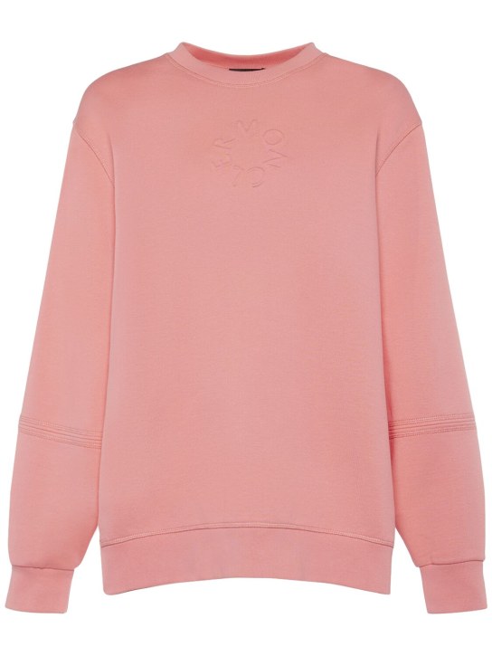 Moncler: Embossed logo cotton sweatshirt - Coral - women_0 | Luisa Via Roma