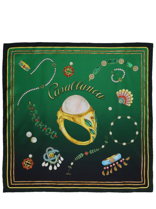 Casablanca: La Boite a Bijoux print silk scarf - Yeşil - men_0 | Luisa Via Roma