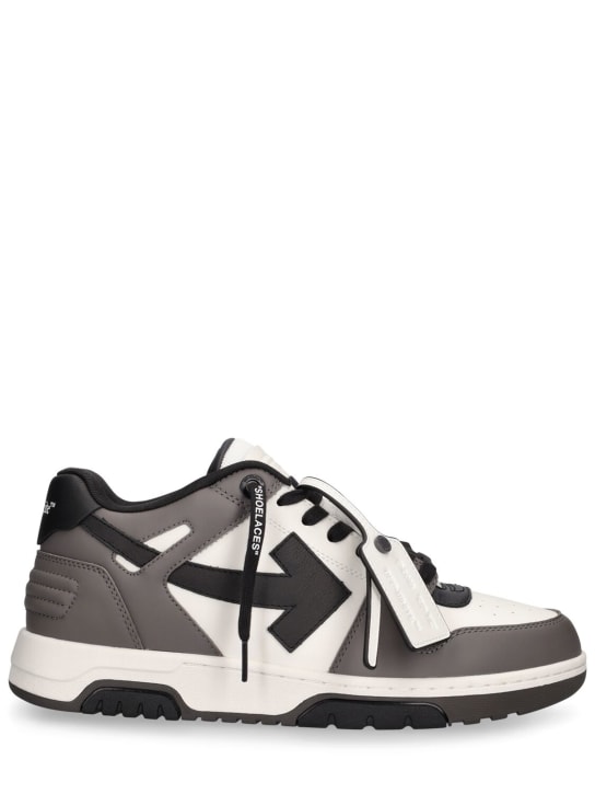 Off-White: Out Of Office leather sneakers - Dark Grey - men_0 | Luisa Via Roma