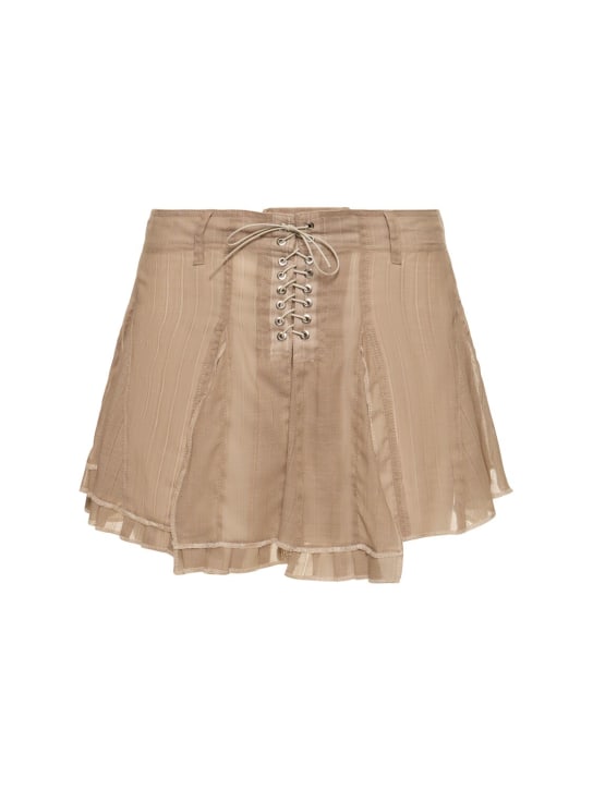 Ludovic de Saint Sernin: Wool blend voile ruffled mini skirt - women_0 | Luisa Via Roma