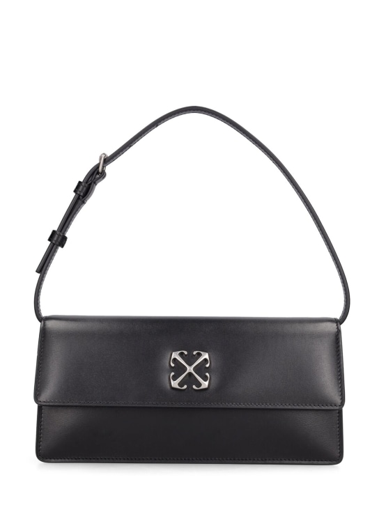 Off-White: Jitney 1.0 leather shoulder bag - Siyah - women_0 | Luisa Via Roma