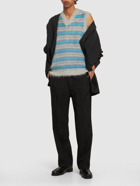Marni: Iconic brushed mohair blend knit vest - Blue/Grey - men_1 | Luisa Via Roma