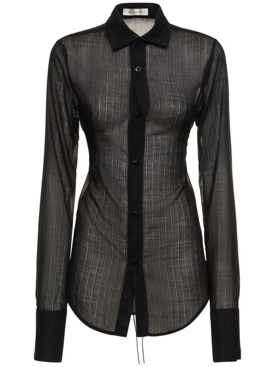 Ludovic de Saint Sernin: Wool blend voile lace-up shirt - women_0 | Luisa Via Roma