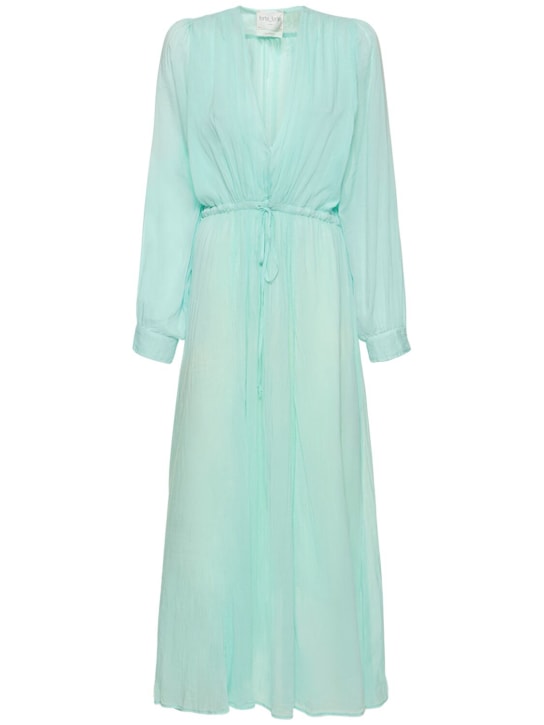 Forte_forte: Robe en voile de soie et coton avec cordons - Bleu Clair - women_0 | Luisa Via Roma