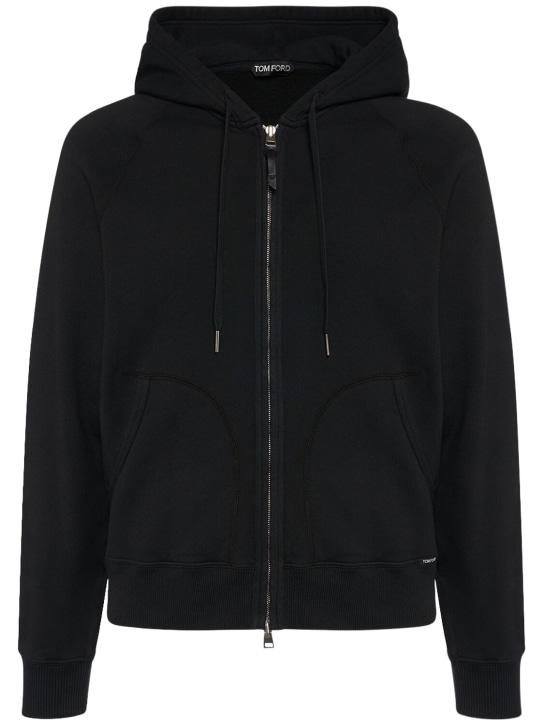 Tom Ford: Vintage garment zip hoodie - Black - men_0 | Luisa Via Roma