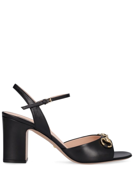 Gucci: 75mm Horsebit leather sandals - Black - women_0 | Luisa Via Roma