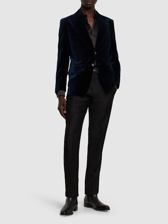 Tom Ford: Atticus compact light velvet blazer - men_1 | Luisa Via Roma