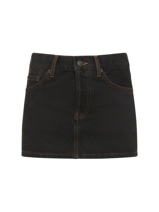 Wardrobe.nyc: Cotton denim micro mini skirt - Black - women_0 | Luisa Via Roma