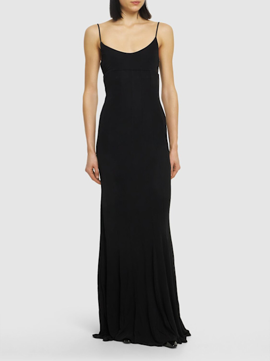 Staud: Lauren viscose long dress - Black - women_1 | Luisa Via Roma