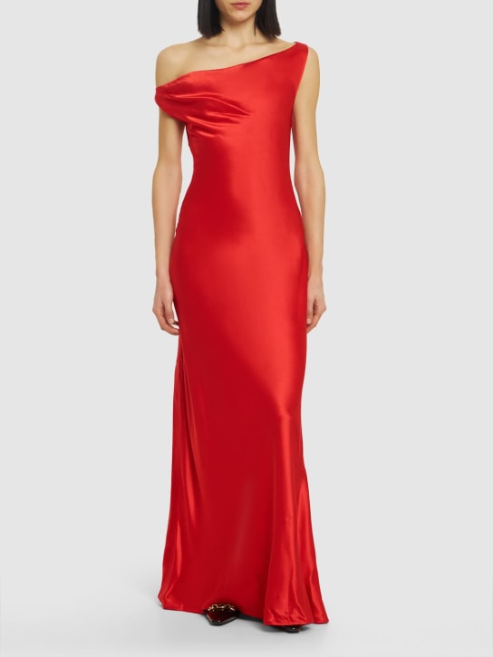 Staud: Ashanti asymmetric neckline maxi dress - Red - women_1 | Luisa Via Roma
