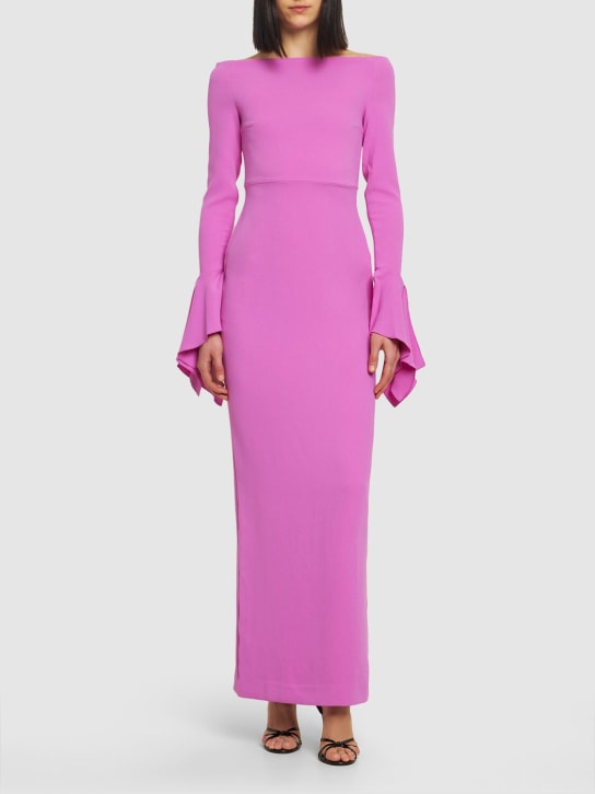 Solace London: Amalie off-the-shoulder crepe long dress - Pink - women_1 | Luisa Via Roma