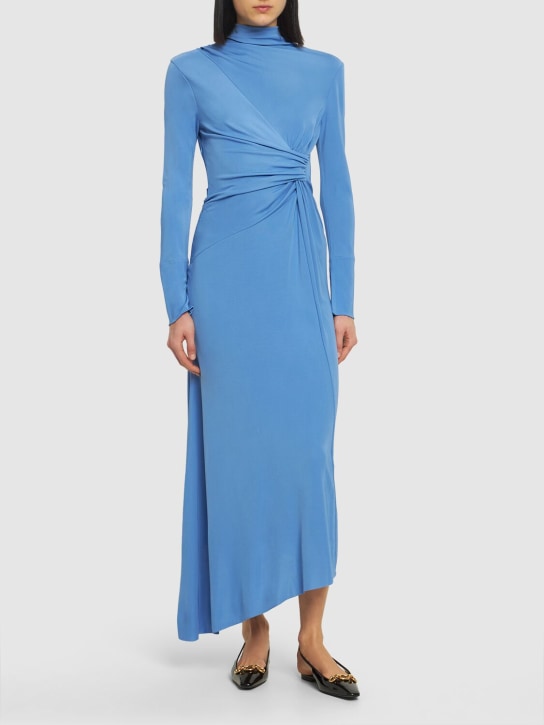 Victoria Beckham: Robe midi asymétrique drapée à col montant - women_1 | Luisa Via Roma