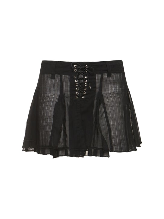 Ludovic de Saint Sernin: Wool blend voile ruffled mini skirt - women_0 | Luisa Via Roma