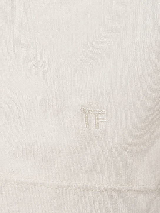 Tom Ford: T-Shirt aus Lyocell und Baumwolle mit Druck - Weiß - men_1 | Luisa Via Roma
