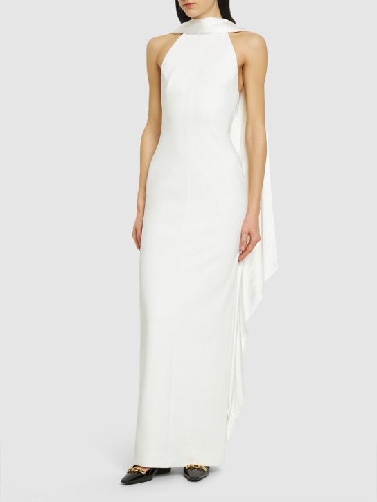 Solace London: Dahlia knit long dress w/scarf - White - women_1 | Luisa Via Roma