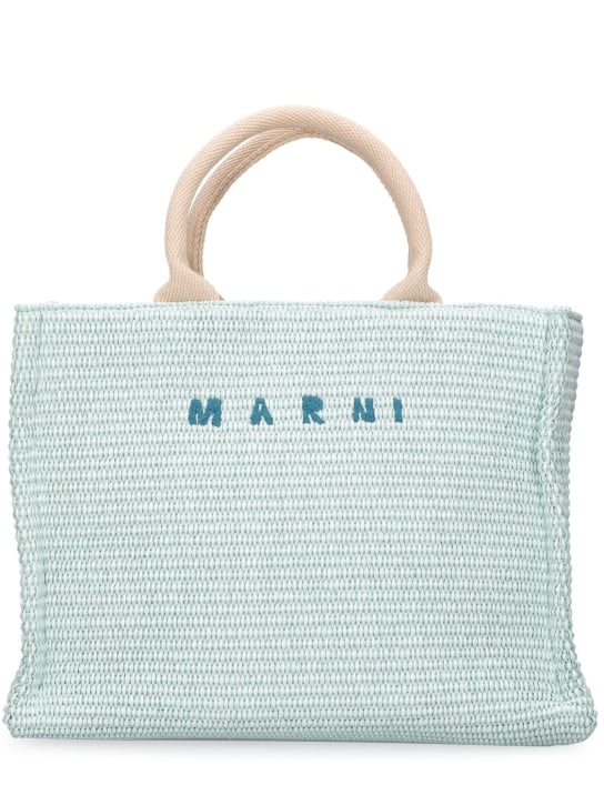 Marni: Small logo raffia effect tote bag - women_0 | Luisa Via Roma