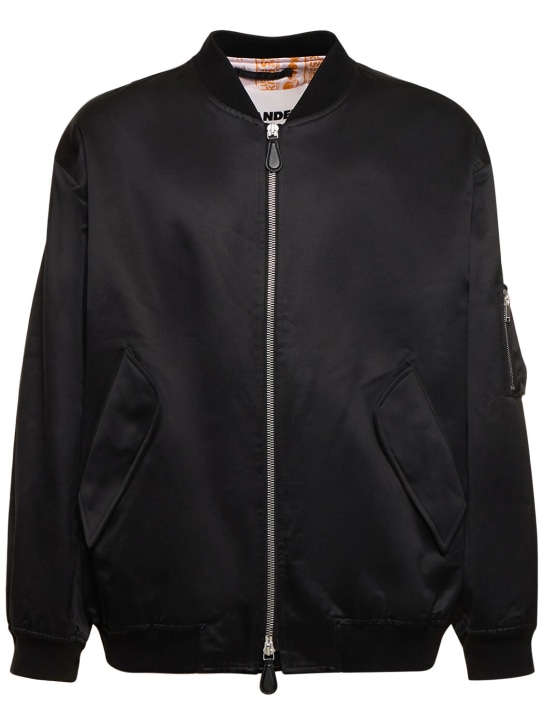 Jil Sander: Shiny cotton bomber jacket - Pitch Black - men_0 | Luisa Via Roma