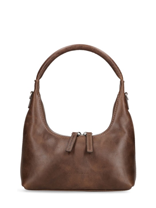 Marge Sherwood: Mini Hobo leather bag w/strap - Washed Brown Pu - women_0 | Luisa Via Roma