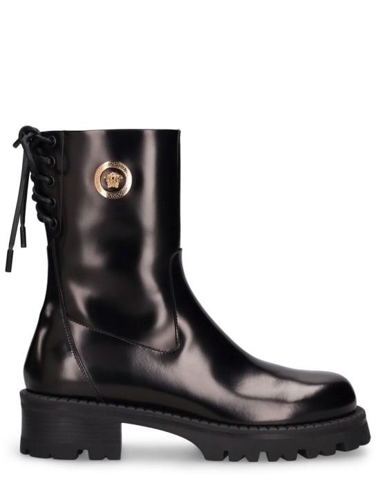 Versace: 35毫米皮革及踝靴 - 黑色 - women_0 | Luisa Via Roma