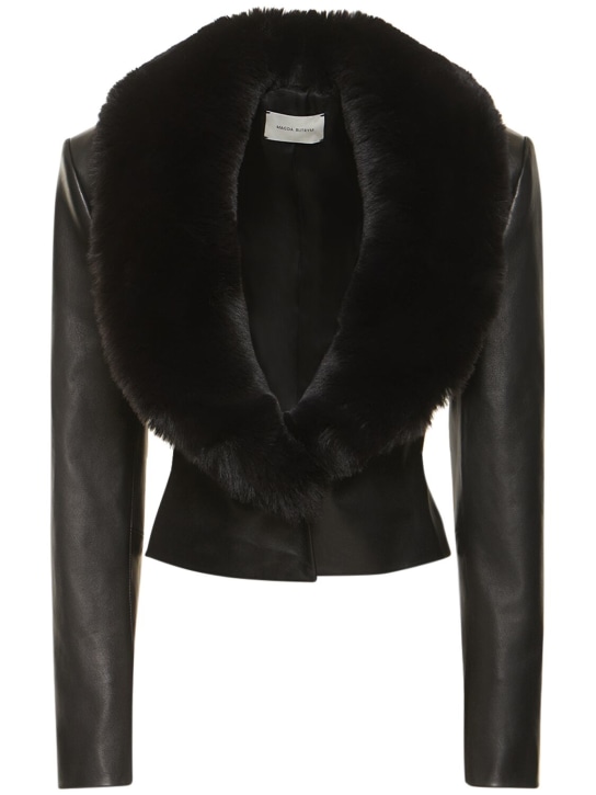 MAGDA BUTRYM Leather detachable fur collar jacket