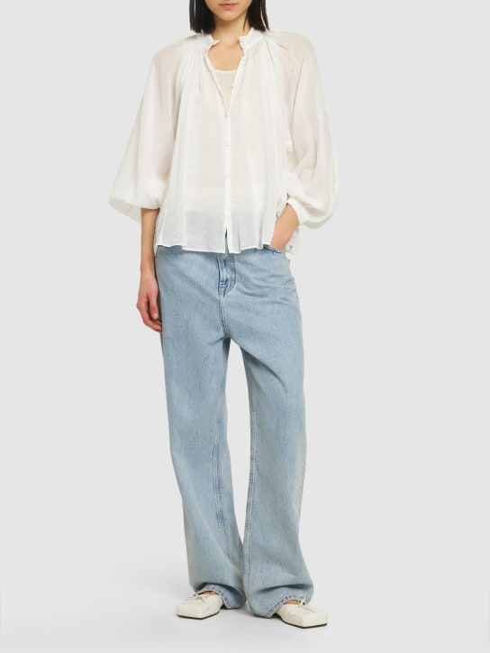 Forte_forte: Cotton & silk voile bohemian shirt - Beyaz - women_1 | Luisa Via Roma