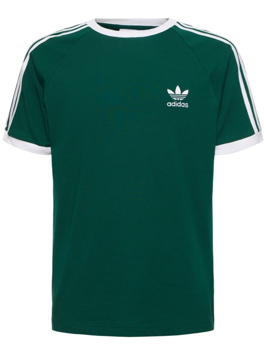 adidas Originals: T-Shirt aus Baumwolle mit 3 Streifen - Grün Weiß - men_0 | Luisa Via Roma