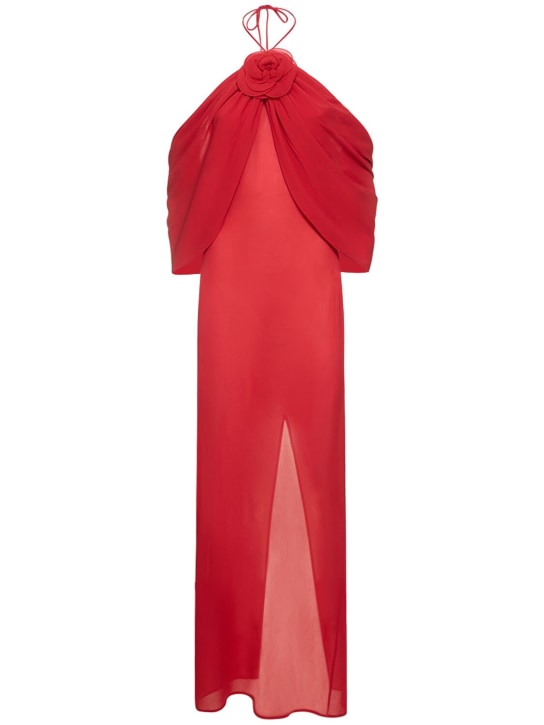 Magda Butrym: Silk off-shoulder long dress - Red - women_0 | Luisa Via Roma