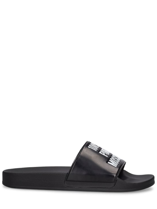 Moschino: 100% Pure Moschino slide sandals - Black - men_0 | Luisa Via Roma