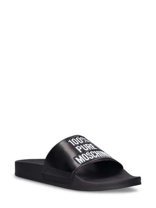 Moschino: 100% Pure Moschino slide sandals - Siyah - men_1 | Luisa Via Roma
