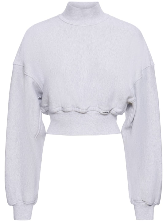 Alexander Wang: Cropped cotton turtleneck sweater - Gri - women_0 | Luisa Via Roma