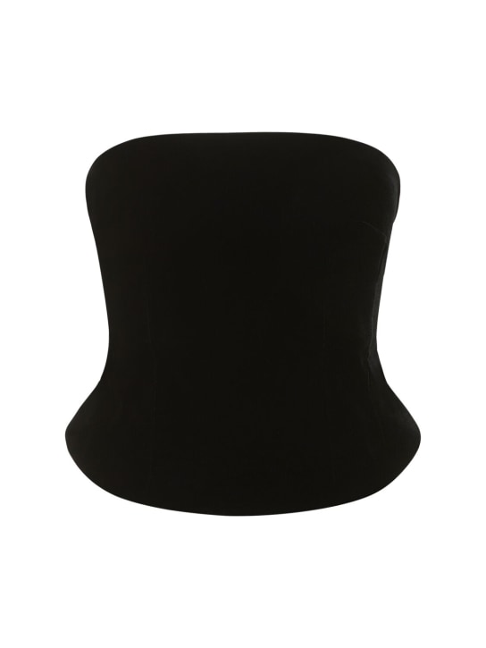 Wardrobe.nyc: Viscose blend velvet corset - Siyah - women_0 | Luisa Via Roma