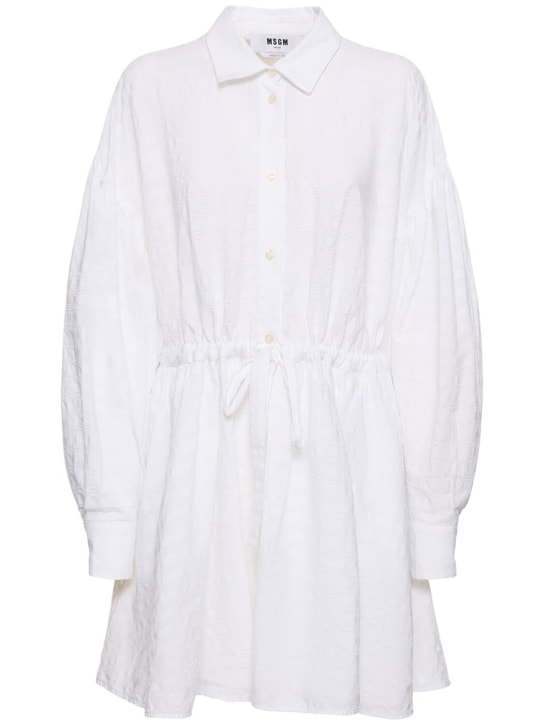 MSGM: Cotton mini dress - Beyaz - women_0 | Luisa Via Roma