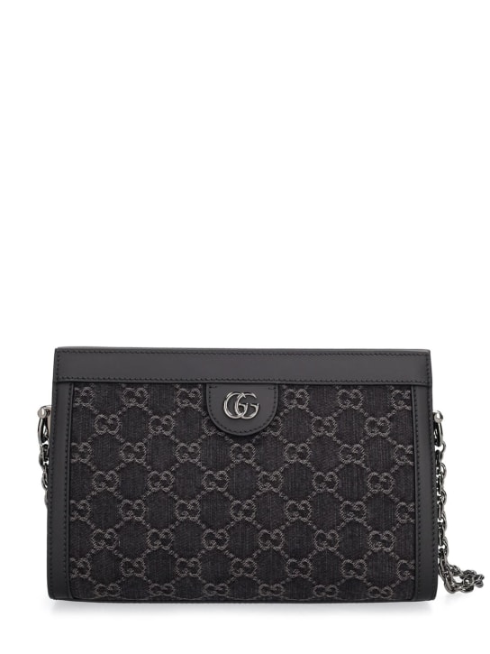 Gucci: Small Ophidia GG Denim shoulder bag - Black/Grey - women_0 | Luisa Via Roma