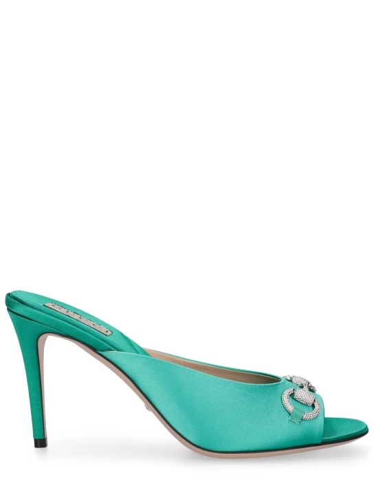 Gucci: 85mm Horsebit viscose & silk sandals - Jade - women_0 | Luisa Via Roma