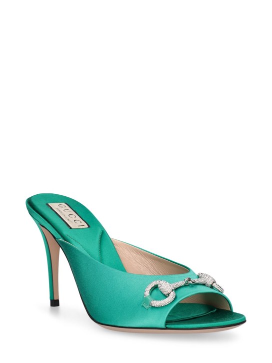Gucci: Sandalias de seda y viscosa 85mm - Verde Jade - women_1 | Luisa Via Roma