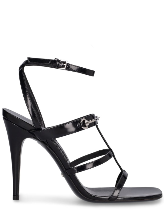 Gucci: 105毫米皮革Horsebit凉鞋 - 黑色 - women_0 | Luisa Via Roma