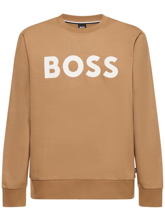 Boss: Sweatshirt aus Baumwolle mit Logo - Medium Beige - men_0 | Luisa Via Roma